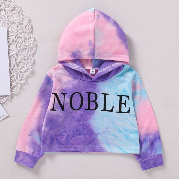 

Toddler Girls Letter Graphic Tie Dye Hoodie, Multicolor