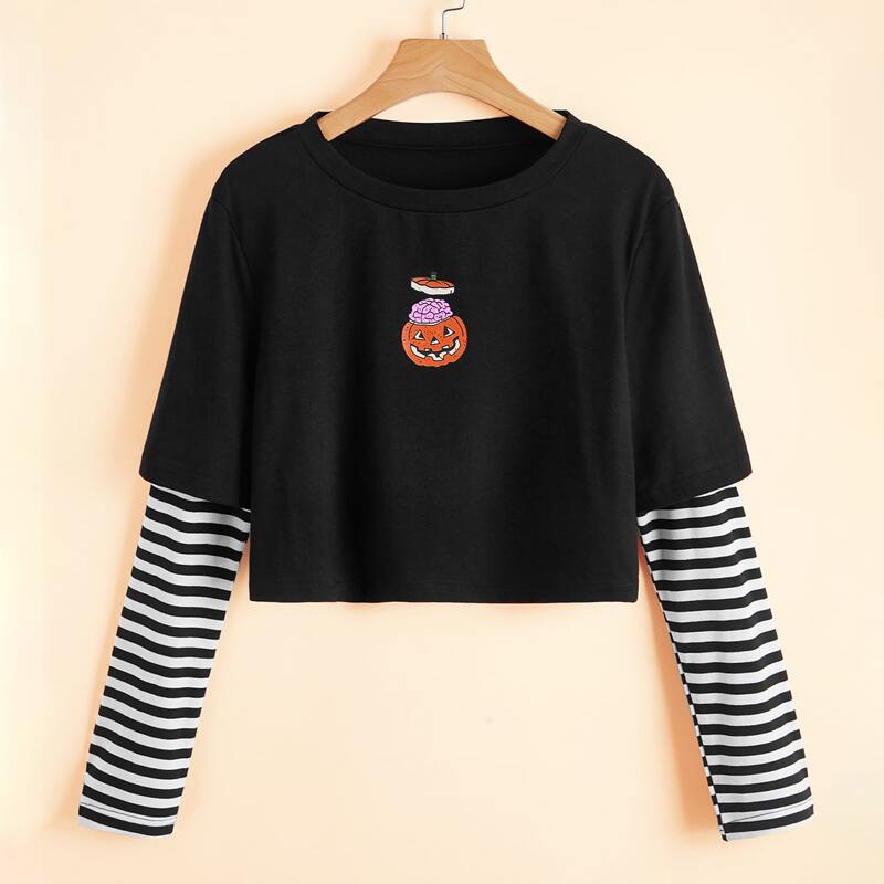

Pumpkin Graphic 2 In 1 Tee, Black