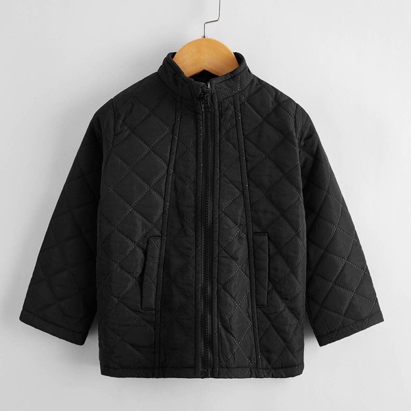 

Toddler Girls Solid Zip Up Quilted Coat, Black