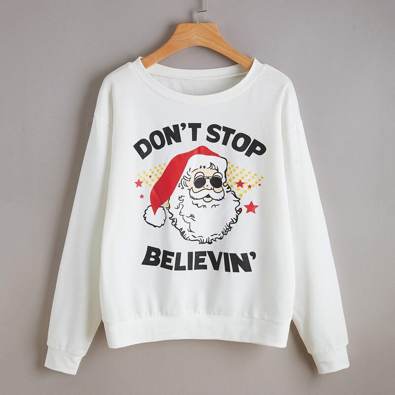 

Christmas Santa Claus Graphic Sweatshirt, White
