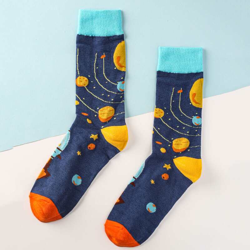 

Cartoon Graphic Crew Socks, Multicolor