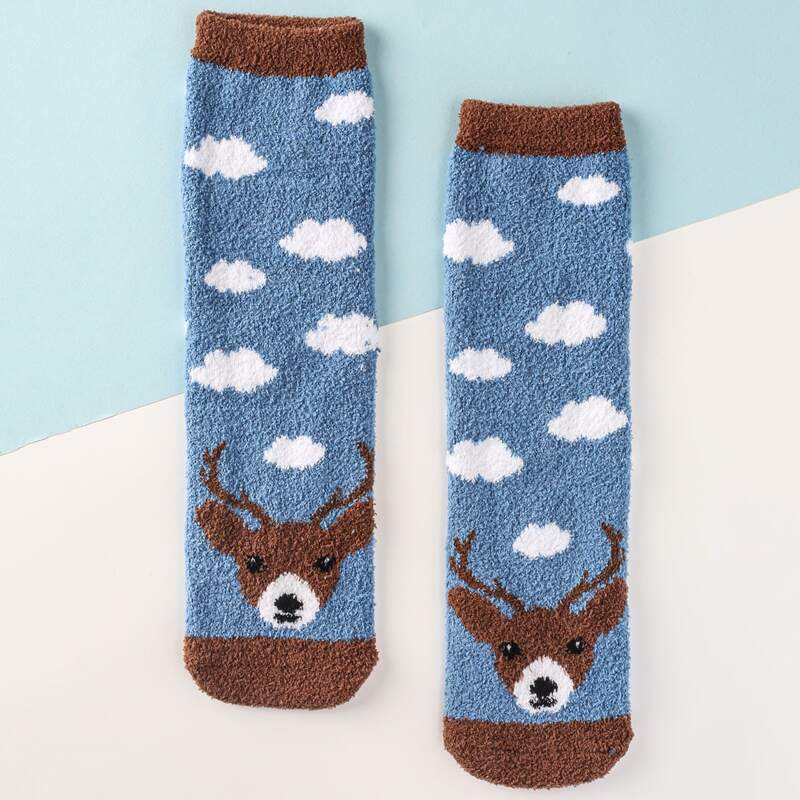 

Cartoon Graphic Fuzzy Socks, Multicolor