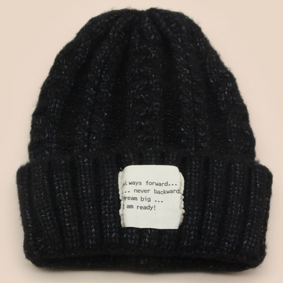 

Letter Label Decor Beanie, Black