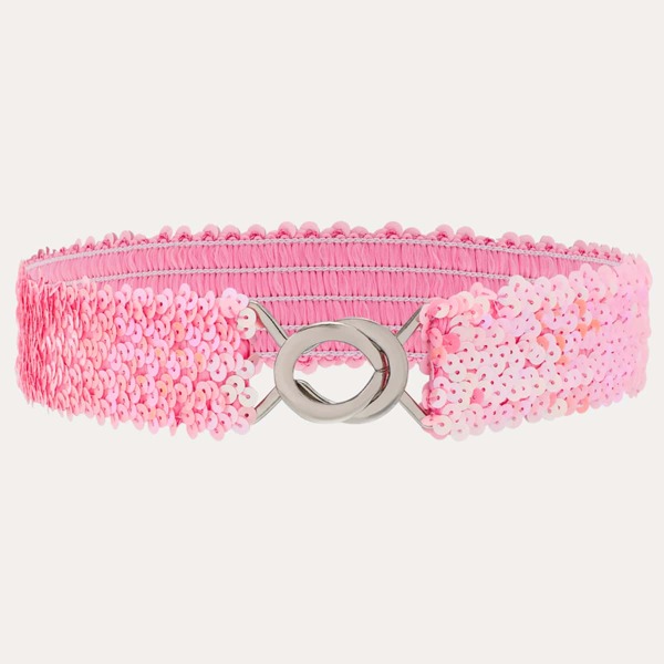 

Sequin Decor Metal Buckle Belt, Pink