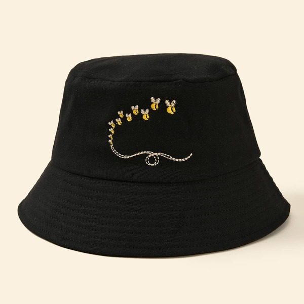 

Embroidery Decor Bucket Hat, Black