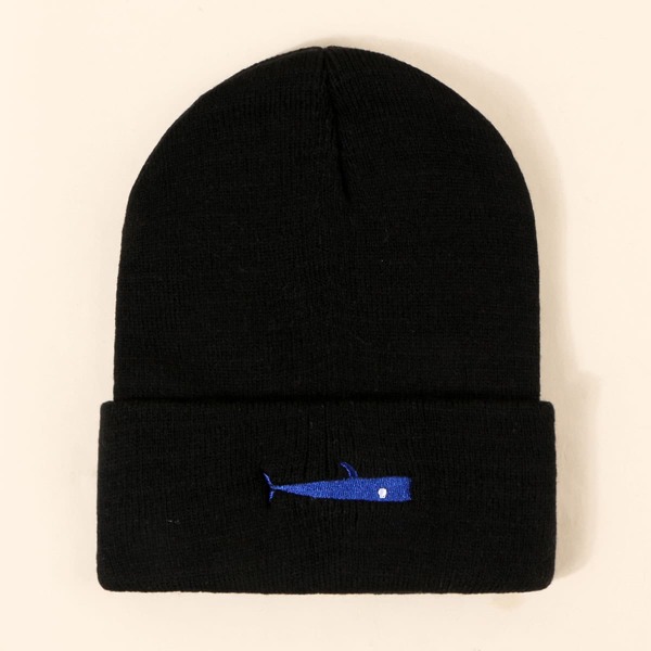 

Embroidery Decor Beanie, Black