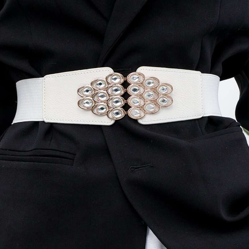 

Metal Buckle Wide Belt, White
