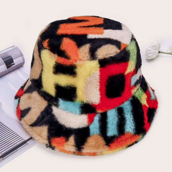 

Colorblock Plush Bucket Hat, Multicolor