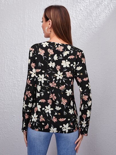 Allover Floral Print Top
