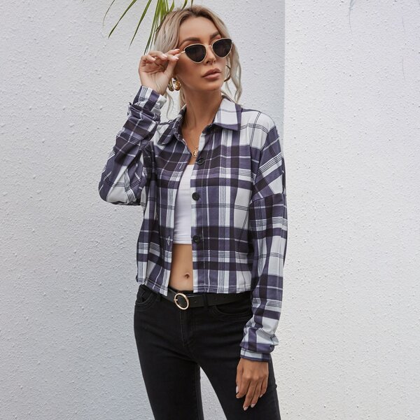 

Button Front Tartan Top, Multicolor