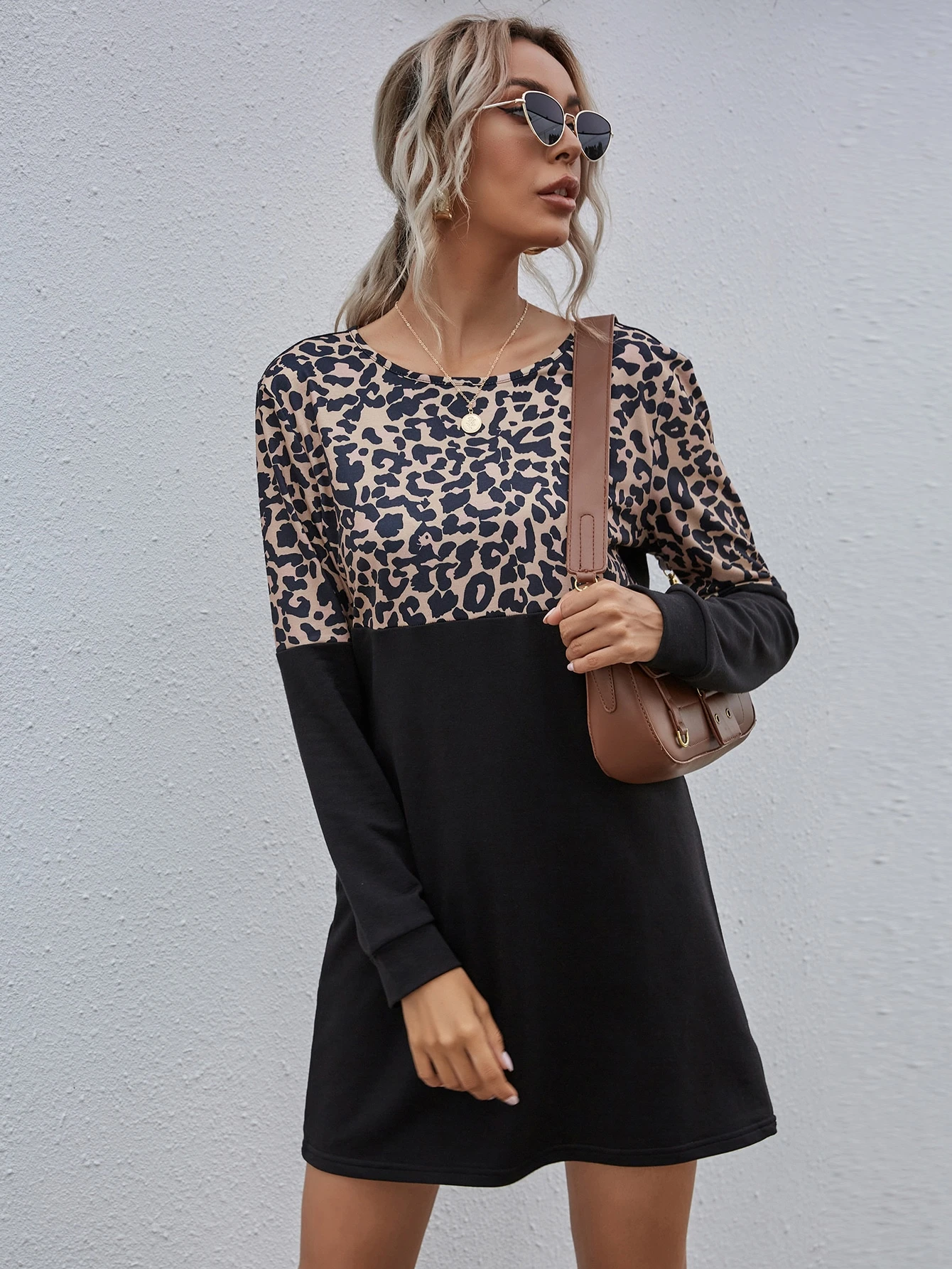 leopard sweatshirt dress