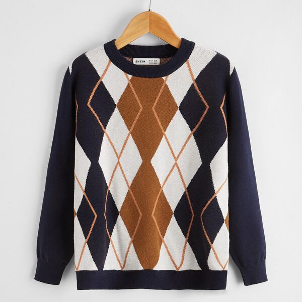 

Boys Argyle Pattern Sweater, Multicolor