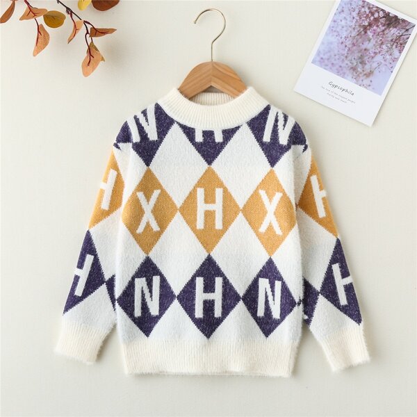 

Boys Argyle Pattern Sweater, Multicolor