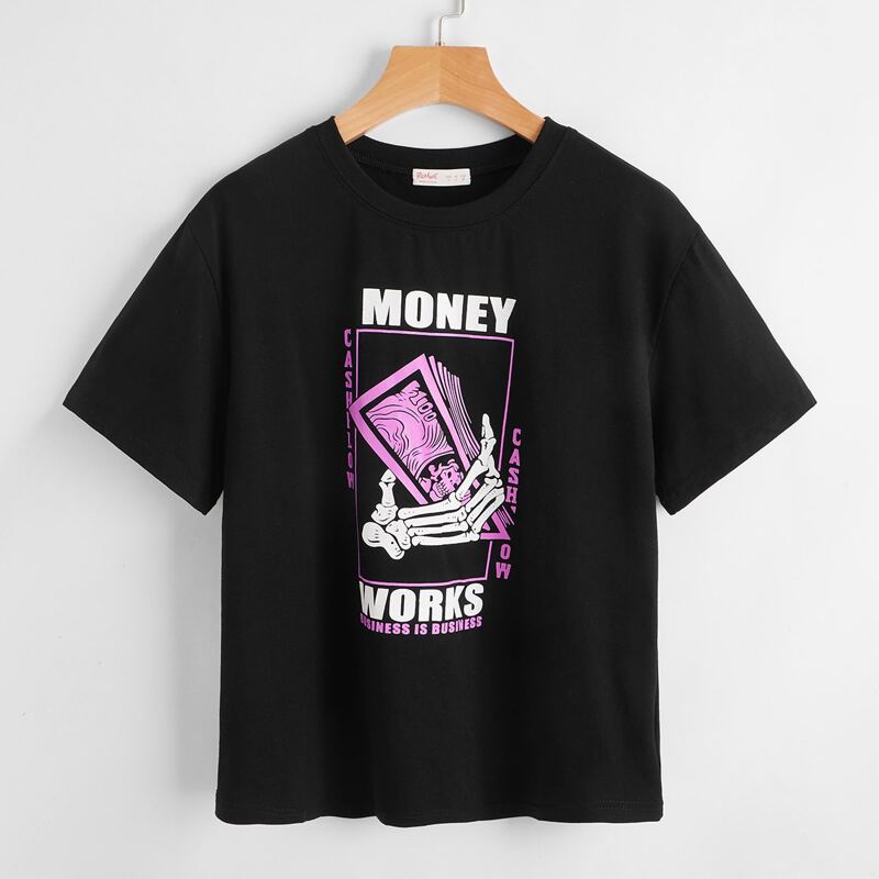 

Skull & Letter Graphic Tee, Black