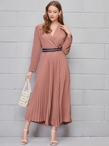 SHEIN فستان بحزام ذاتي بحزام ذاتي مثني وبعنق شلال