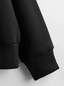 SHEIN Unity Letter Graphic Drop Shoulder Sweatshirt - Black - View 3