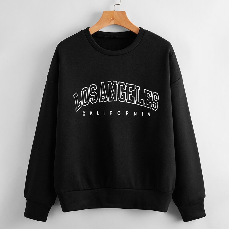

Letter Graphic Drop Shoulder Sweatshirt, Black