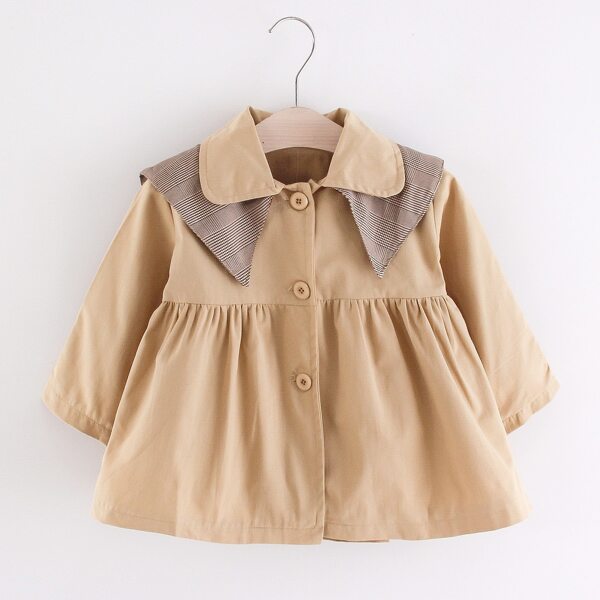 

Toddler Girls Sailor Collar Button Front Coat, Khaki