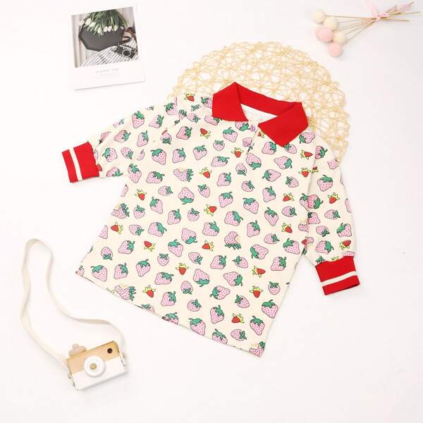

Toddler Girls All Over Strawberry Print Longline Sweatshirt, Multicolor