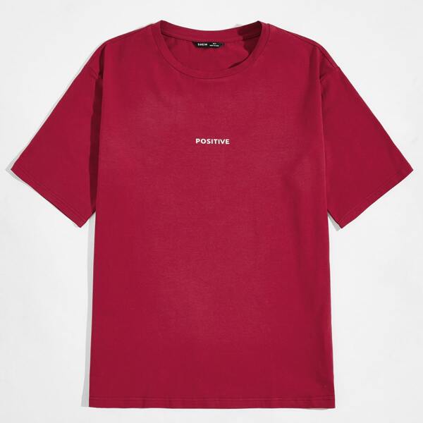 

Men Letter Graphic Tee, Burgundy