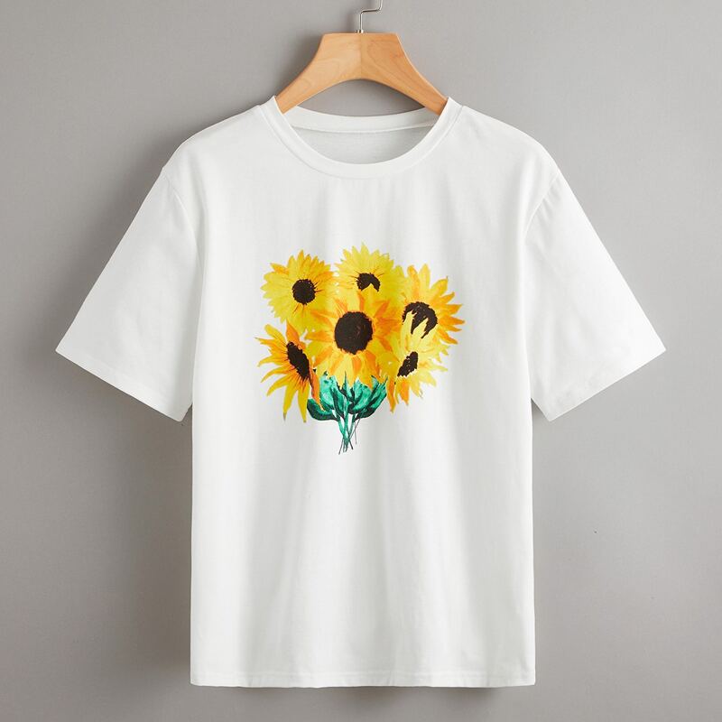 

Sunflower Print Tee, White