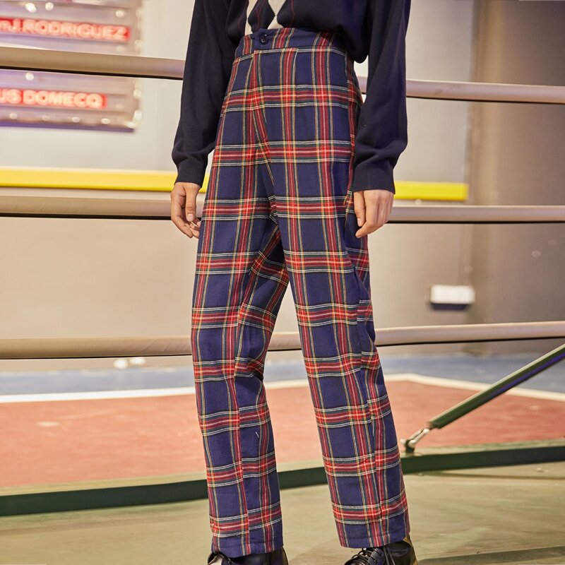 

Tartan Straight Leg Pants, Multicolor