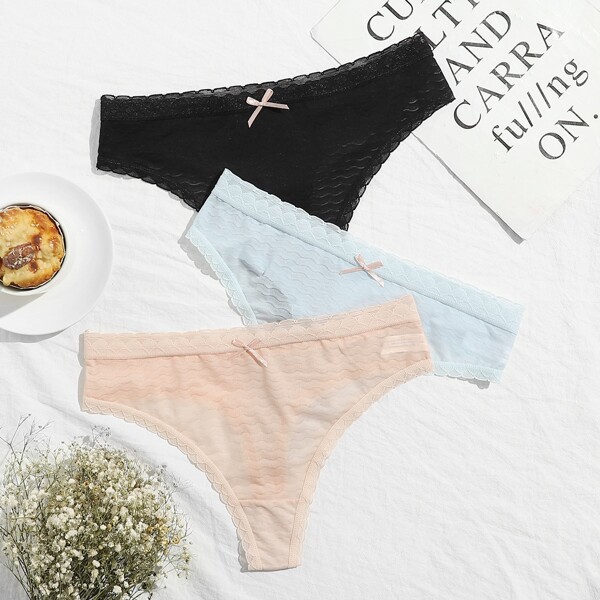 

3pack Scalloped Trim Panty Set, Multicolor