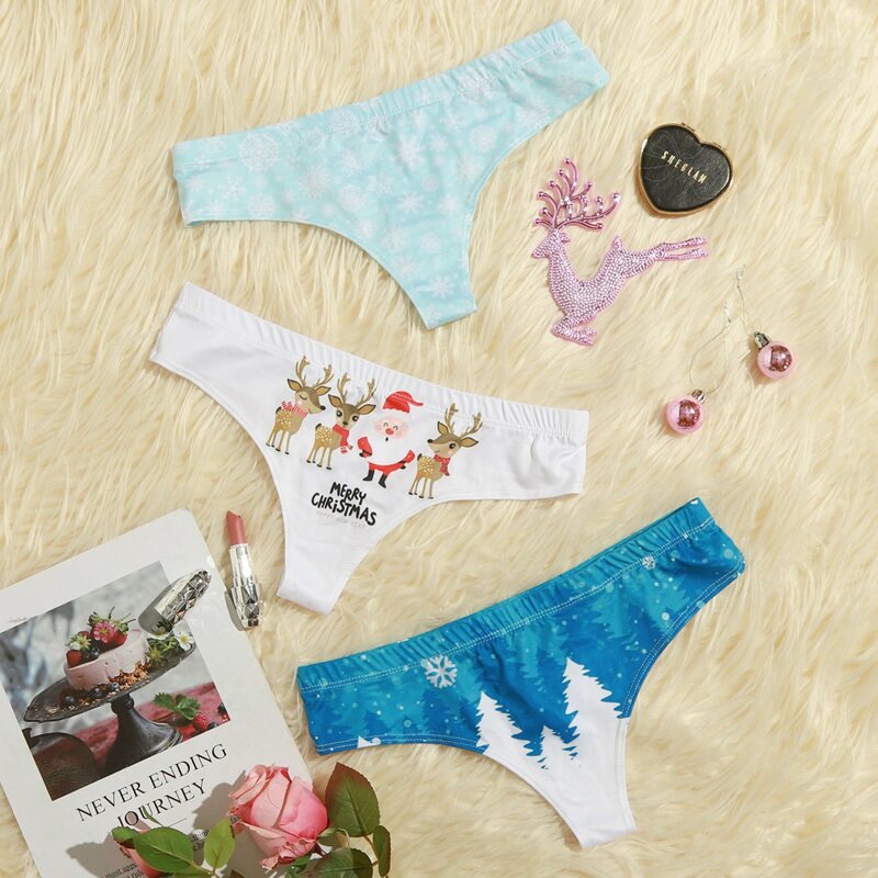 

3pack Christmas Pattern Panty Set, Multicolor