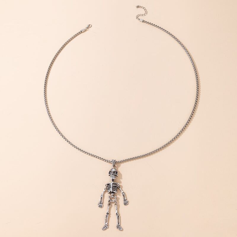 

Guys Skeleton Pendant Necklace, Silver