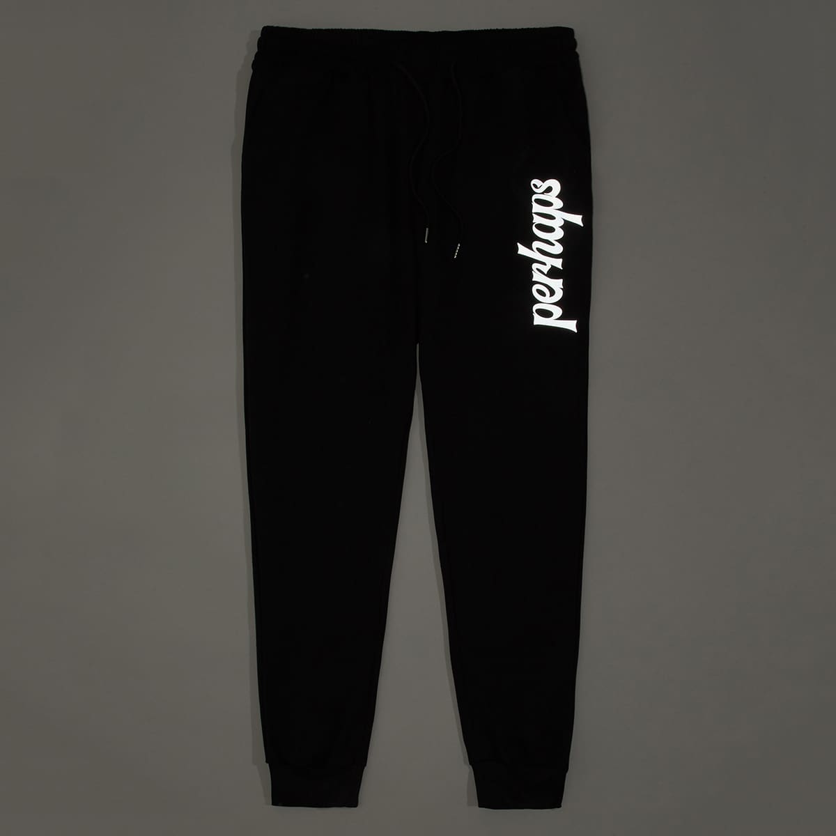 

Guys Reflective Letter Graphic Drawstring Pants, Black