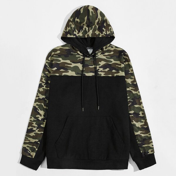 

Men Camo Print Drawstring Hoodie, Multicolor