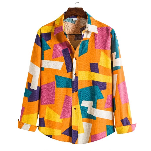 

Men Geo Print Button Up Shirt, Multicolor