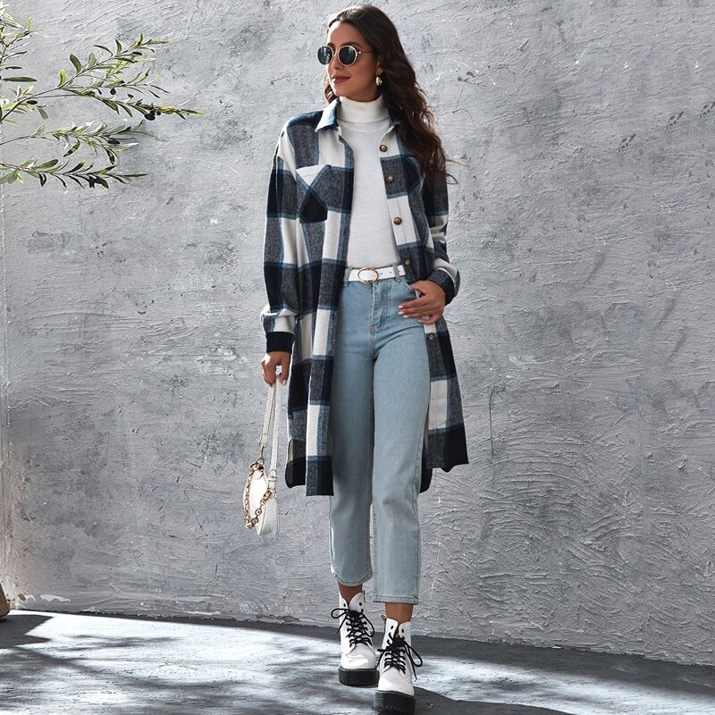 

Buffalo Plaid Button Through Overcoat, Multicolor