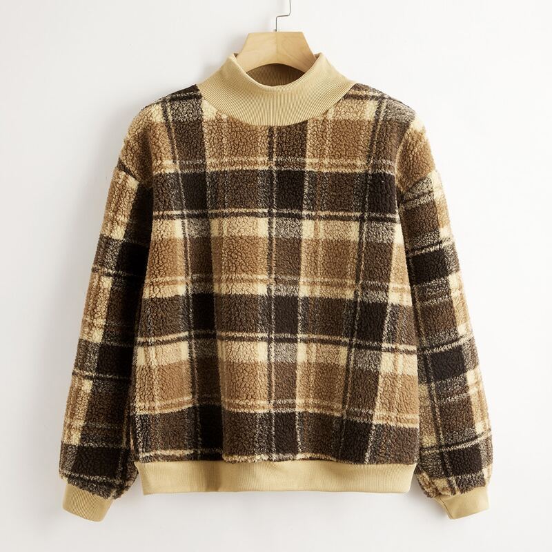 

Plaid Teddy Sweatshirt, Multicolor