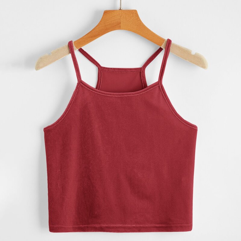 

Velvet Solid Crop Cami, Burgundy