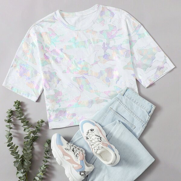 

Drop Shoulder Camo Tee, Multicolor