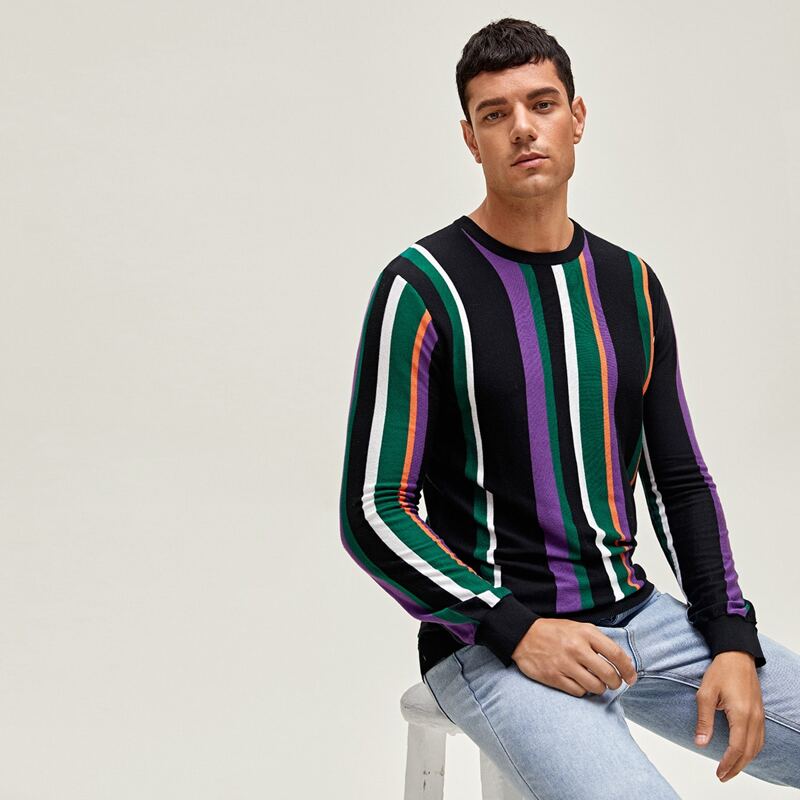 

Guys Vertical Striped Sweater, Multicolor