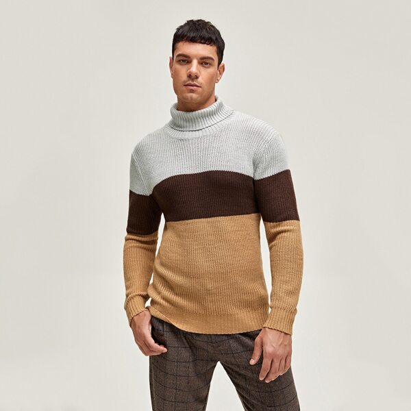 

Men Funnel Neck Colorblock Sweater, Multicolor