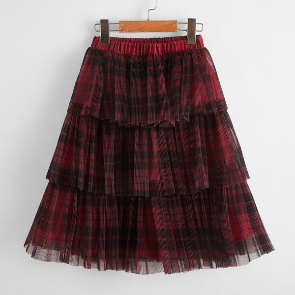 

Girls Plisse Layered Mesh Skirt, Multicolor