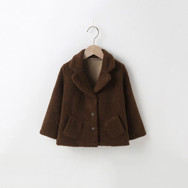 

Toddler Boys Lapel Collar Teddy Coat, Chocolate brown