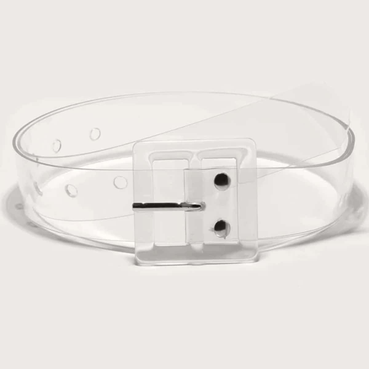 

Square Buckle Transparent Belt, Clear