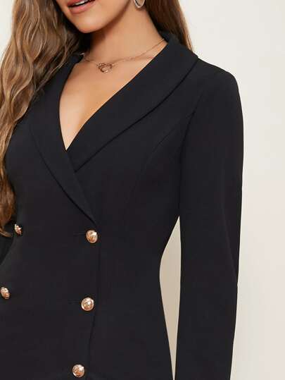 Firerie Shawl Neck Double-Breasted Blazer Dress In Fall/Winter