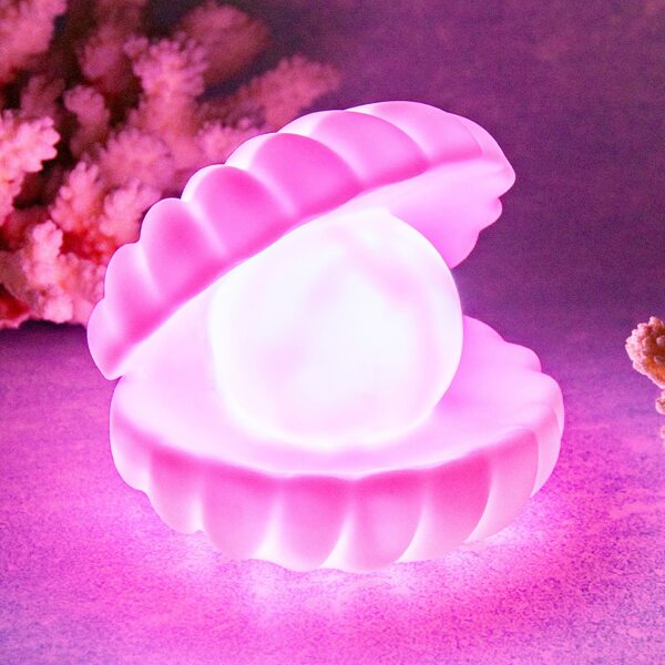 

1pc Shell Pearl Design Night Light, Pink