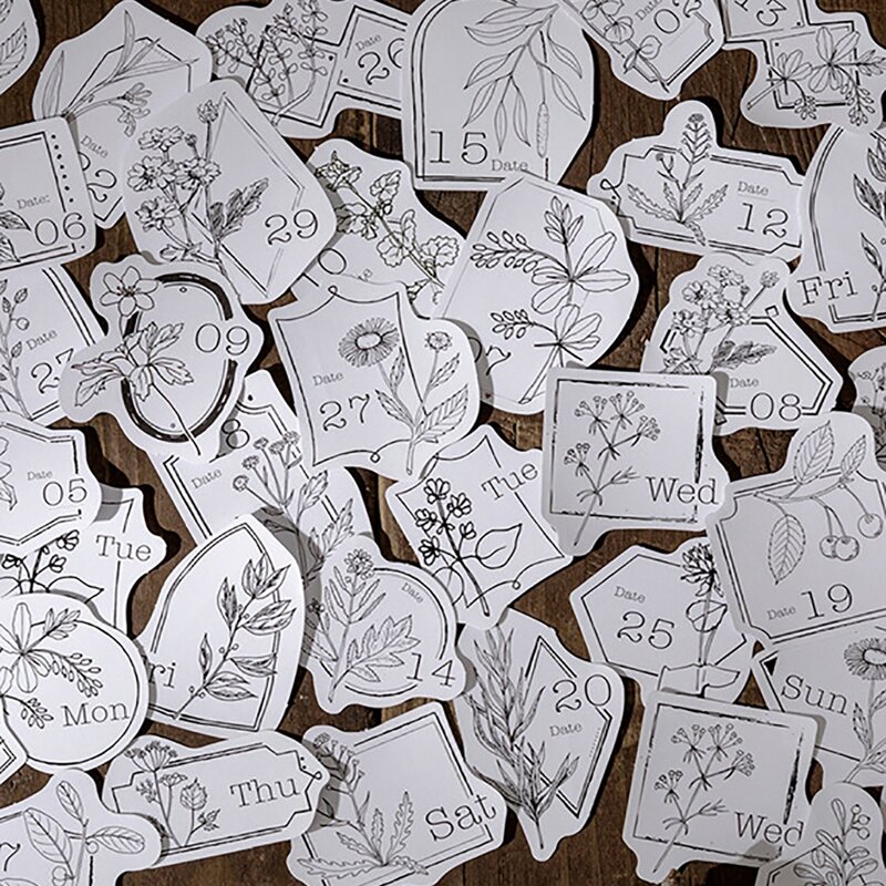 

40pcs Plant Print Sticker, Multicolor