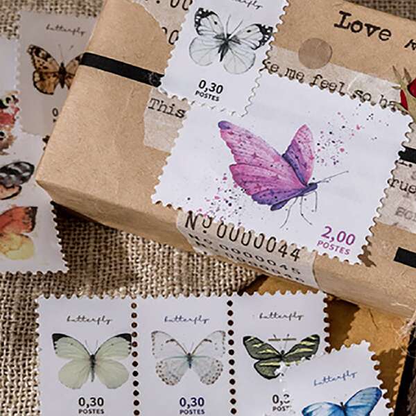 

41pcs Butterfly Print Vintage Sticker, Multicolor