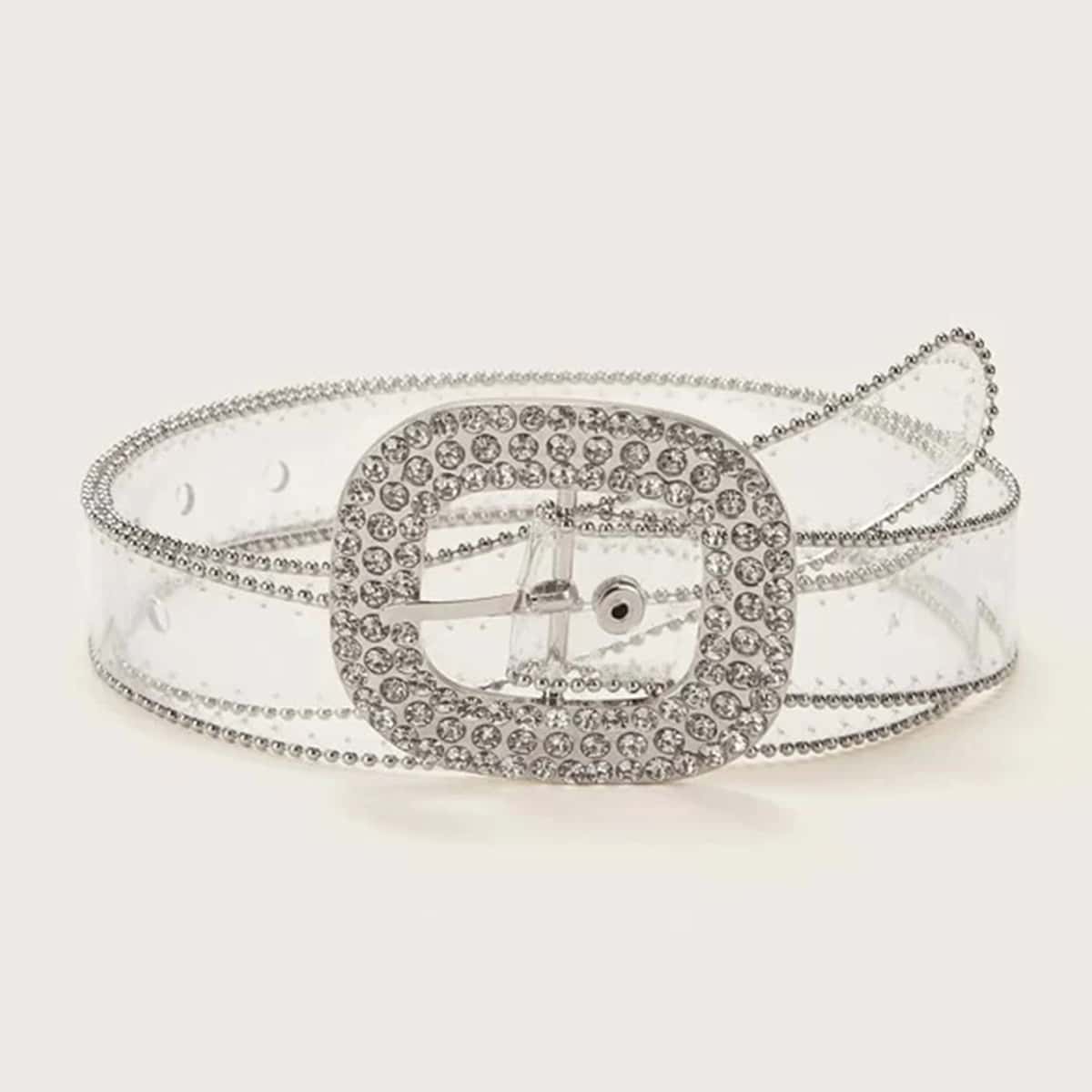 

Rhinestone Beaded Trim Clear Belt