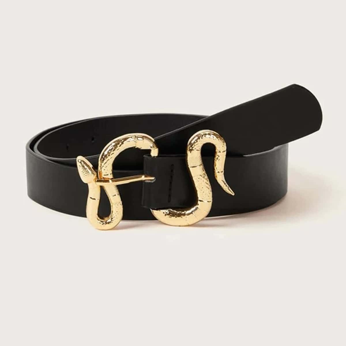 

Snake Shaped Buckle Belt, Black