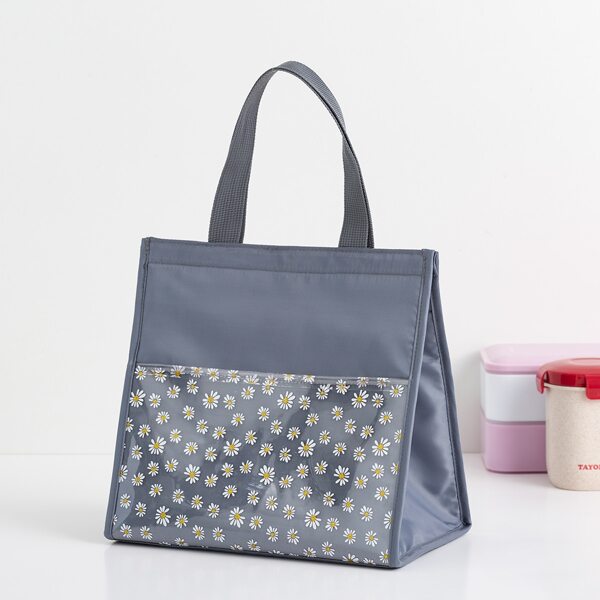 

Daisy Print Insulated Lunch Bag, Grey
