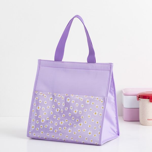 

Daisy Print Insulated Lunch Bag, Lilac purple
