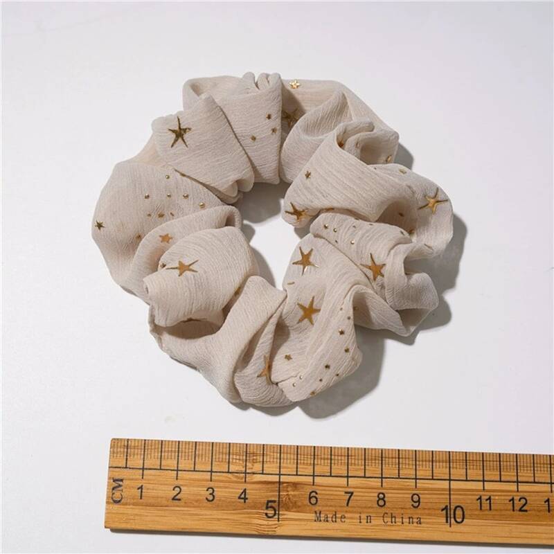 

2pcs Random Star Print Chiffon Scrunchie, Multicolor